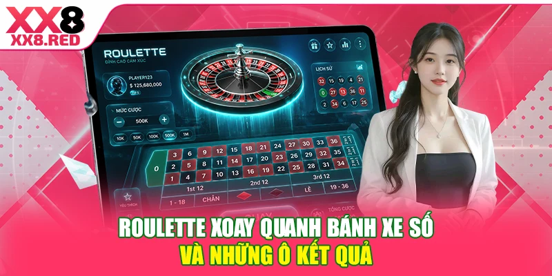 Roulette xoay quanh bánh xe số và những ô kết quả